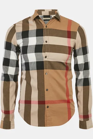 Burberry Tartan Check Herringbone Cotton Button Front Shirt XS