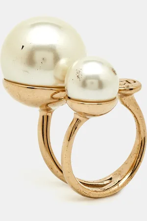 Dior Ultra Faux Pearl Tone Ring Size 49