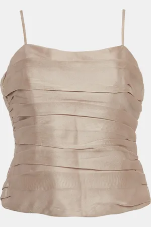 Emporio Armani Silk Tulle Gathered Sleeveless Top L