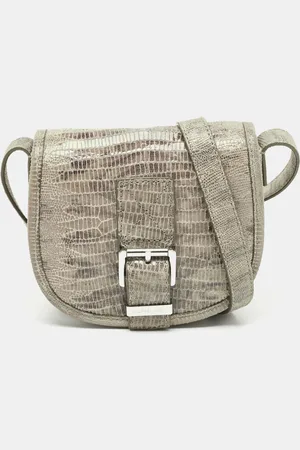 Michael Kors Lizard Embossed Leather Buckle Flap Crossbody Bag