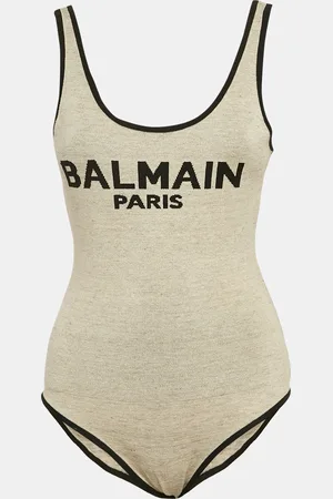Balmain Linen Blend Knit Round Neck Bodysuit S