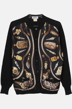 Hermès Wool Multicolor Silk Round Neck Cardigan Size 40
