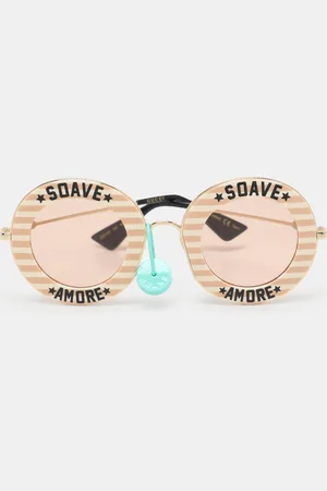 Gucci /Gold Gradient GG0113S Soave Amore Round Sunglasses