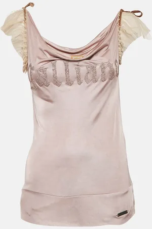 John Galliano Logo Textured Jersey Tie-Up Top XS