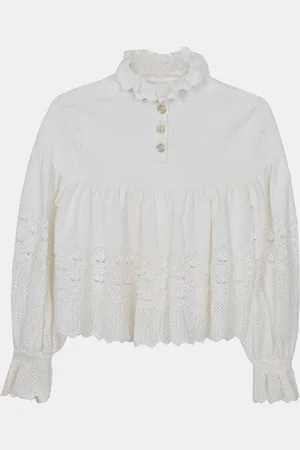 CHANEL Cotton Blend Puff Sleeve Crop Knit Top Size 36