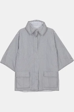 CHANEL White Striped Cotton Poplin Jacket Size 34