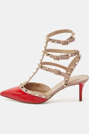 VALENTINO /Dusty Pink Patent and Leather Rockstud Caged Pumps Size 38