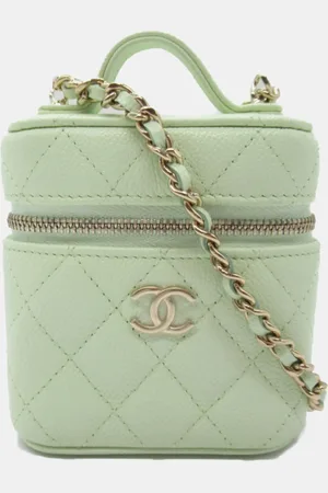 CHANEL Light Caviar Skin (Grained Calf) Vanity Chain Shoulder Bag