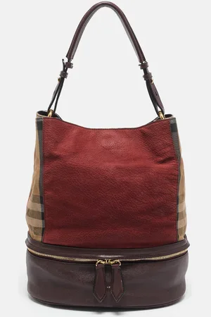 Burberry /Beige House Check Canvas and Leather Beckett Bucket Bag
