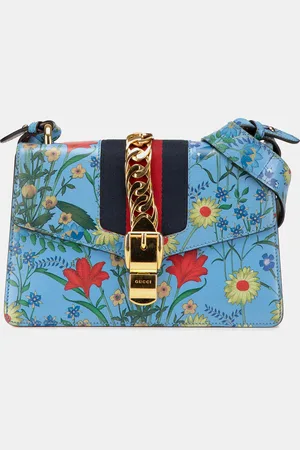 Gucci Leather Small Floral Sylvie Satchel Bag