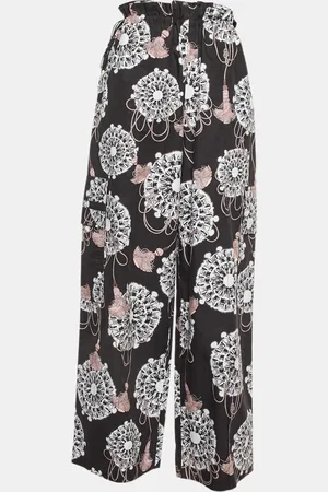 Hermès Cliquetis Aquarelle Print Cotton Wide Leg Trousers S