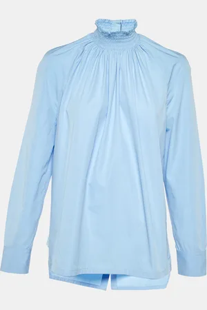 Prada Cotton Smocked Neck Blouse M