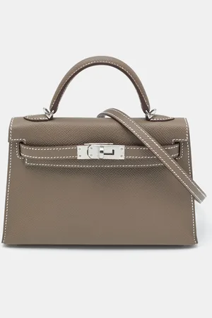 Hermès Hermès Etoupe Epsom Leather Palladium Finish Mini Kelly II Sellier 20 Bag
