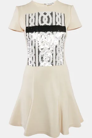 Dior Christian Wool Sequin Embellished Flared Mini Dress S