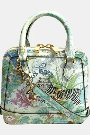 Gucci White Horsebit 1955 Tiger Shoulder Bag