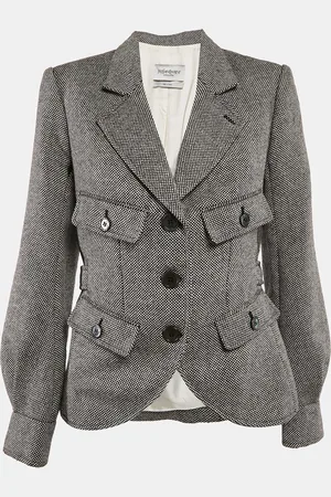 Saint Laurent /White Micro Checks Wool Blazer M