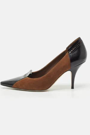 Burberry /Black Suede and Leather Pointed Toe Pumps Size 40.5