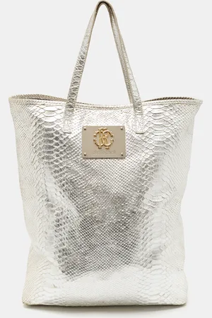 Roberto Cavalli Python Embossed Leather RC Shopper Tote