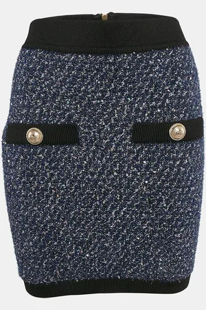 Balmain Metallic Tweed Sequin Embellished Mini Skirt M