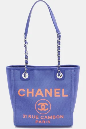 CHANEL Canvas Deauville PM Tote Bag