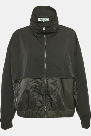 Kenzo Logo Print Synthetic Concealed Hood Windbreaker Jacket L