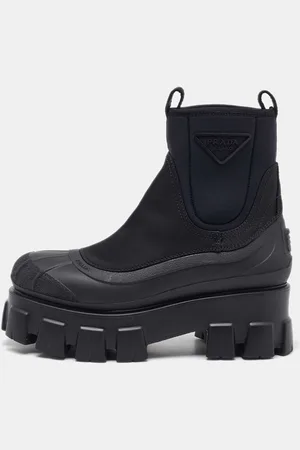 Prada Neoprene and Rubber Monolith Ankle Length Boots Size 36.5