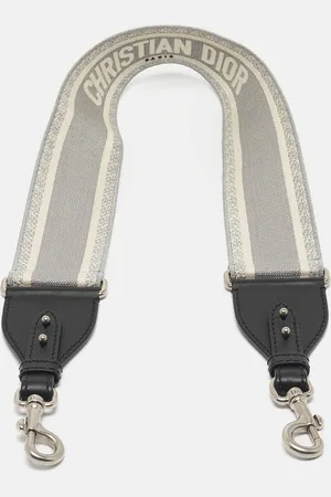 Dior /Black Embroidered Canvas and Leather Shoulder Bag Strap