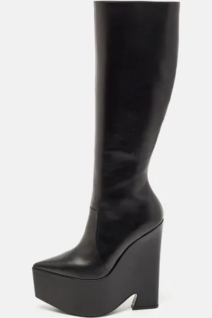VERSACE Leather Platform Knee Length Boots Size 39