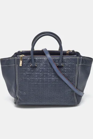 CH Carolina Herrera Monogram Embossed Leather Tote