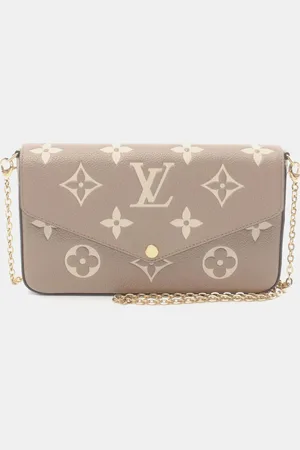 LOUIS VUITTON Leather Monogram Empreinte Tourterelle Creme Pochette Felicie Shoulder Bag
