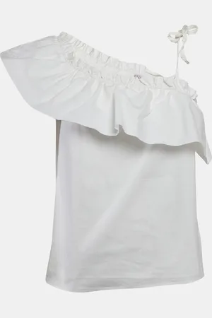 RED Valentino Ruffled One-Shoulder Tie-Up Detail Top L