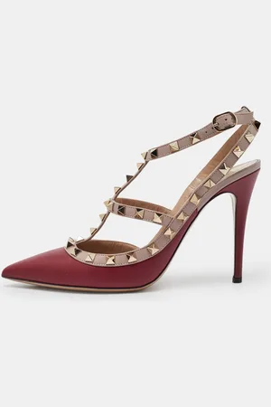 VALENTINO /Pink Leather Rockstud Strappy Pointed Toe Pumps Size Size 39