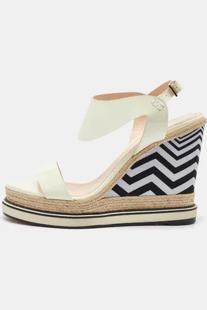 Nicholas Kirkwood Patent Leather Ankle Strap Espadrille Wedge Sandals Size 39