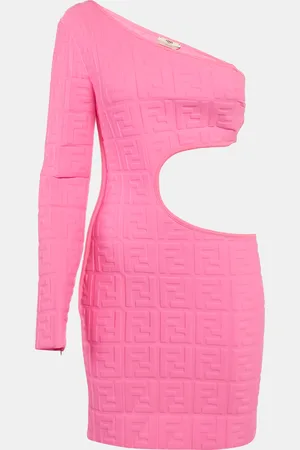 Fendi FF 3D Embossed Lycra Cut Out Mini Dress S