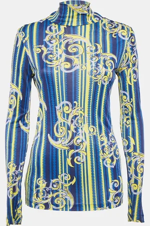 VERSACE Printed Jersey High Neck Top M