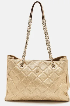 Carolina Herrera Quilted Embossed Leather Chain Tote