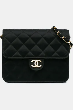CHANEL Satin Mini Square Classic Single Flap Shoulder Bag
