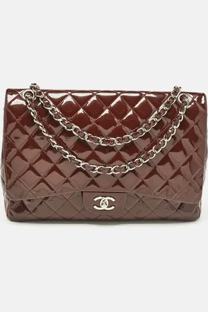 CHANEL Quilted Patent Leather Maxi Classic Single Flap Bag