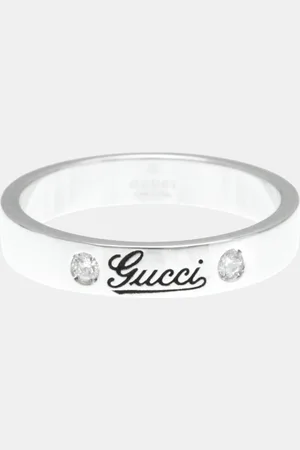 Gucci Icon Print Ring Gold 18K Diamond Silver