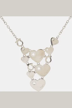 Salvatore Ferragamo Hearts Crystals Tone Necklace