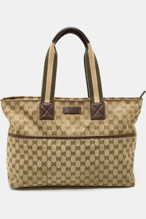 Gucci /Green GG Canvas and Leather Diaper Tote