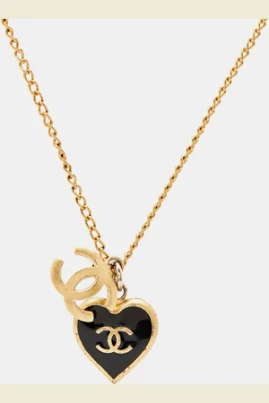 CHANEL CC Heart Enamel Tone Necklace