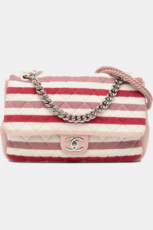 CHANEL Jumbo Stripe Jersey Felt and Rope Flap Bag