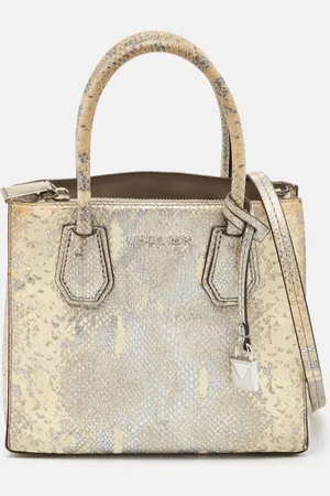 Michael Kors /Silver Python Embossed Leather Small Mercer Tote