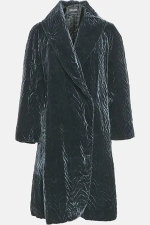 Giorgio Armani Blue Textured Velvet Coat M