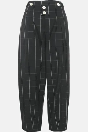 Chloé Checks Wool High Waist Trousers M