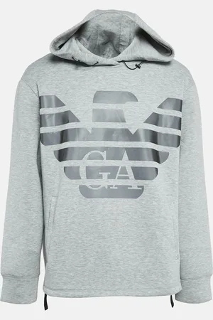 Emporio Armani Melange Eagle Logo Print Neoprene Hoodie XL