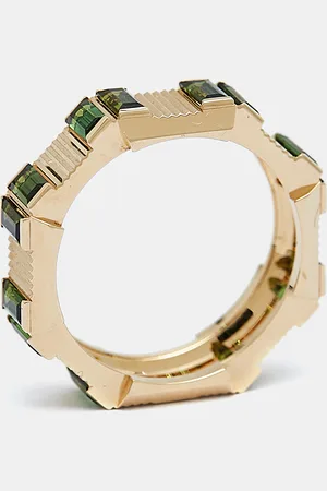 Gucci Link to Love Tourmaline 18k Gold Band Ring Size 52