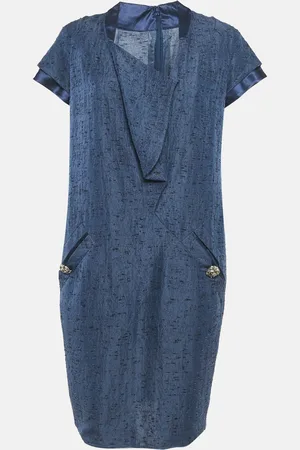 VALENTINO Textured Silk Button Detail Short Dress M