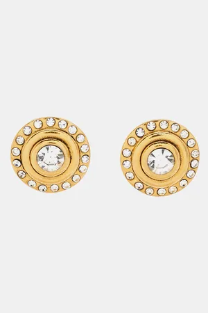 CHANEL CC Crystals Tone Clip On Earrings